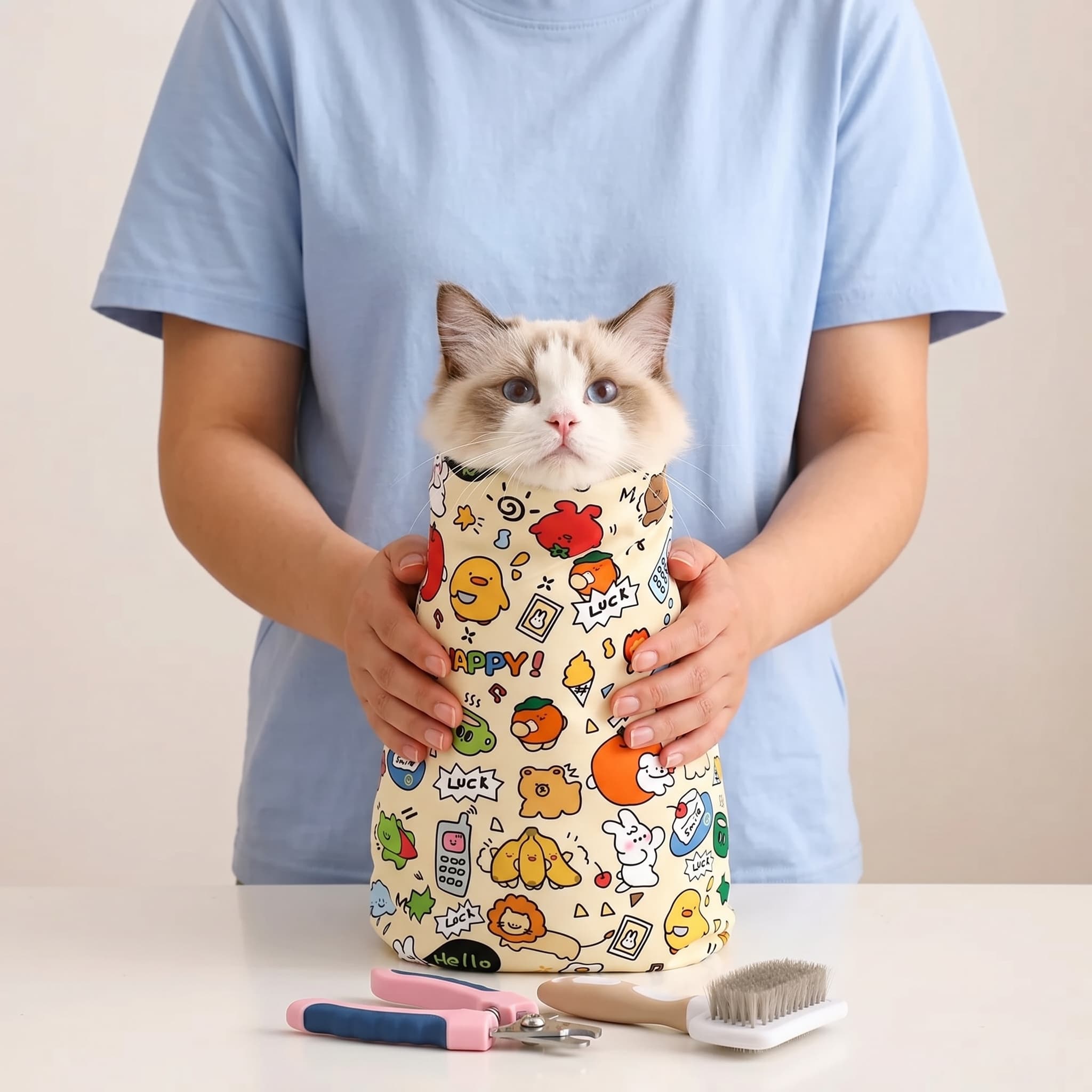 Katzen-Fixierwickel, beißsicher, für Krallenpflege