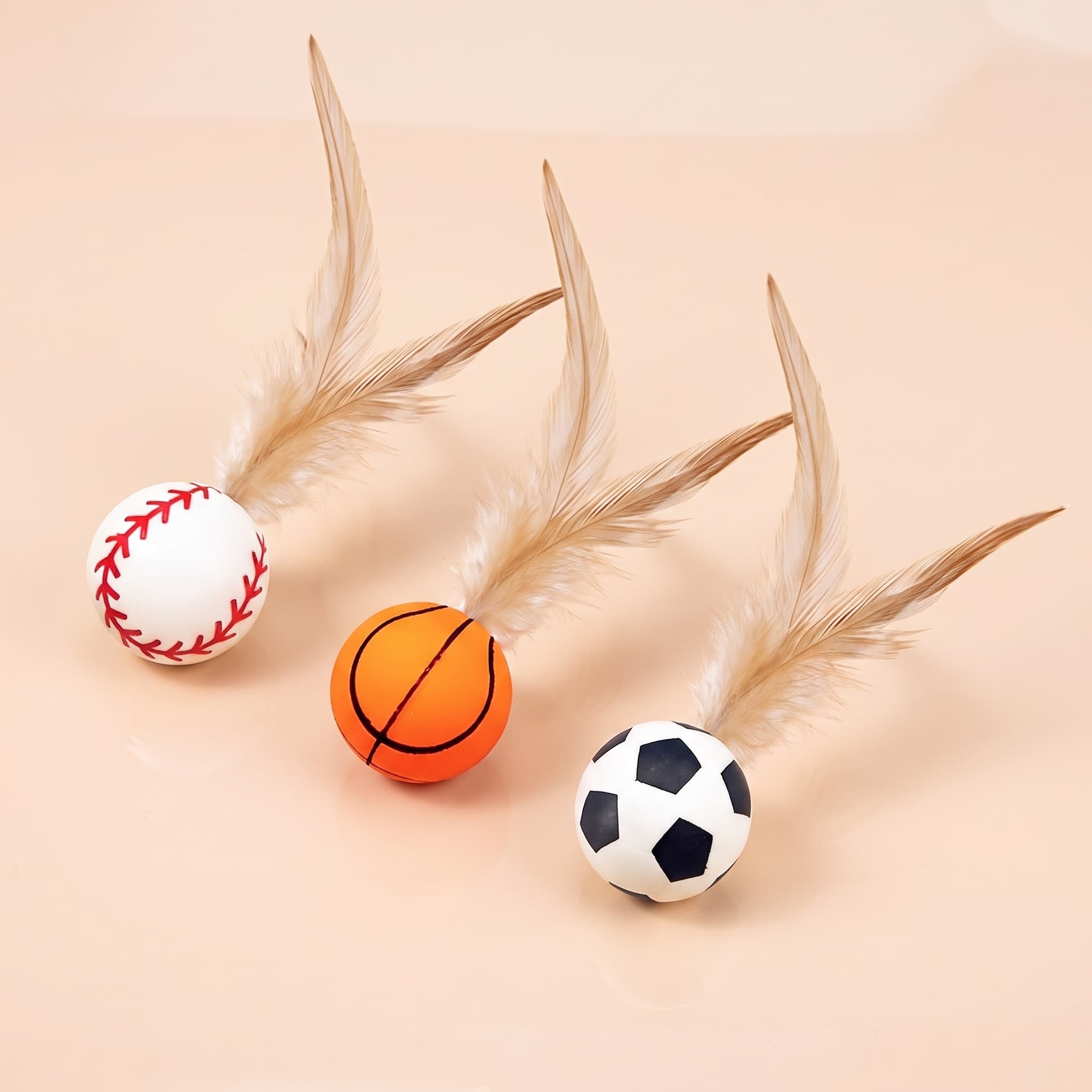 3er-Pack elastische Katzenspielbälle mit Federschwanz