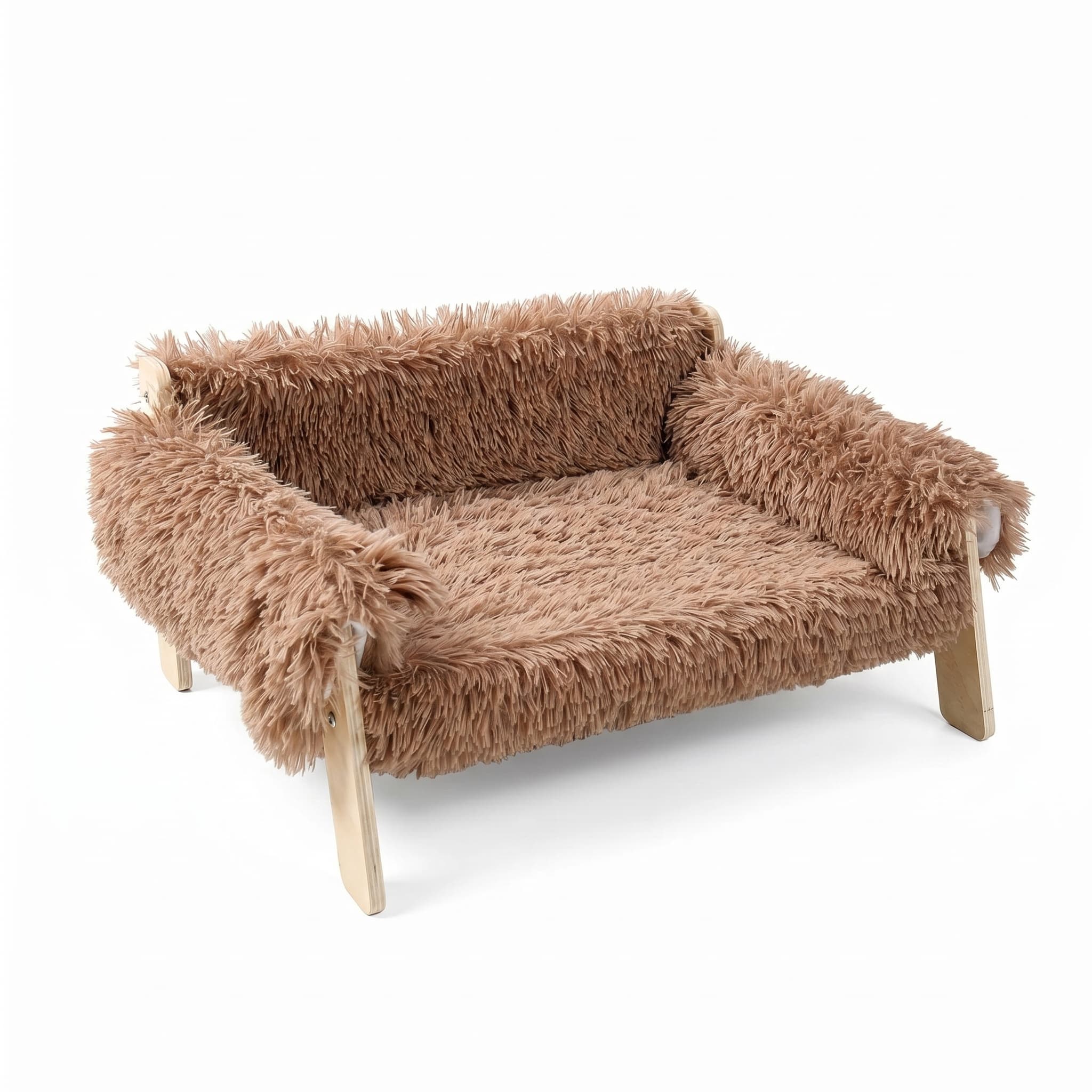 Erhöhtes Plüsch-Katzensofa mit Holzbeinen, waschbar