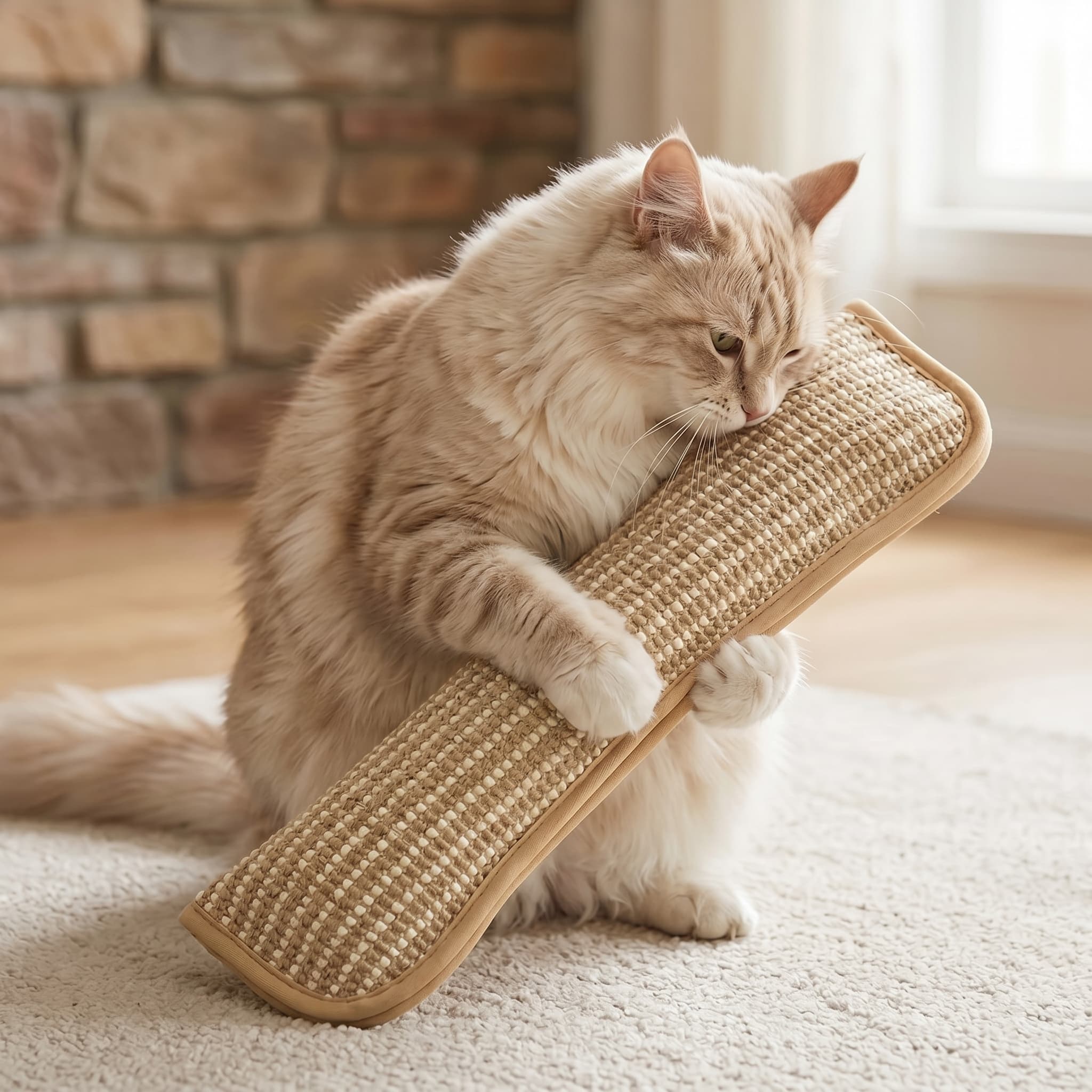 Katzenminze-Kratzmatte mit Spielkissen, Sisal