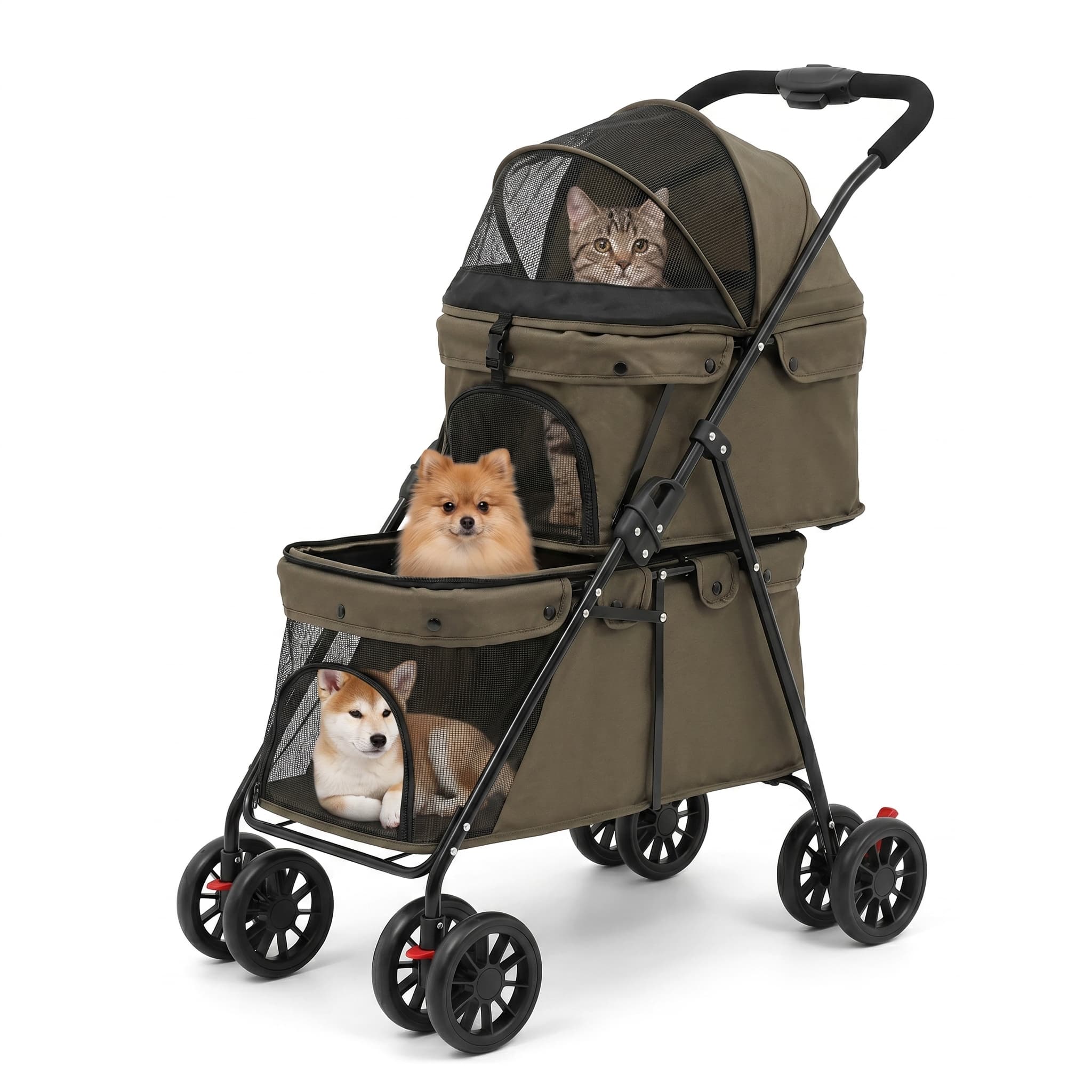 Faltbarer 2-stöckiger Haustierwagen, 4 Räder, bis 20 kg