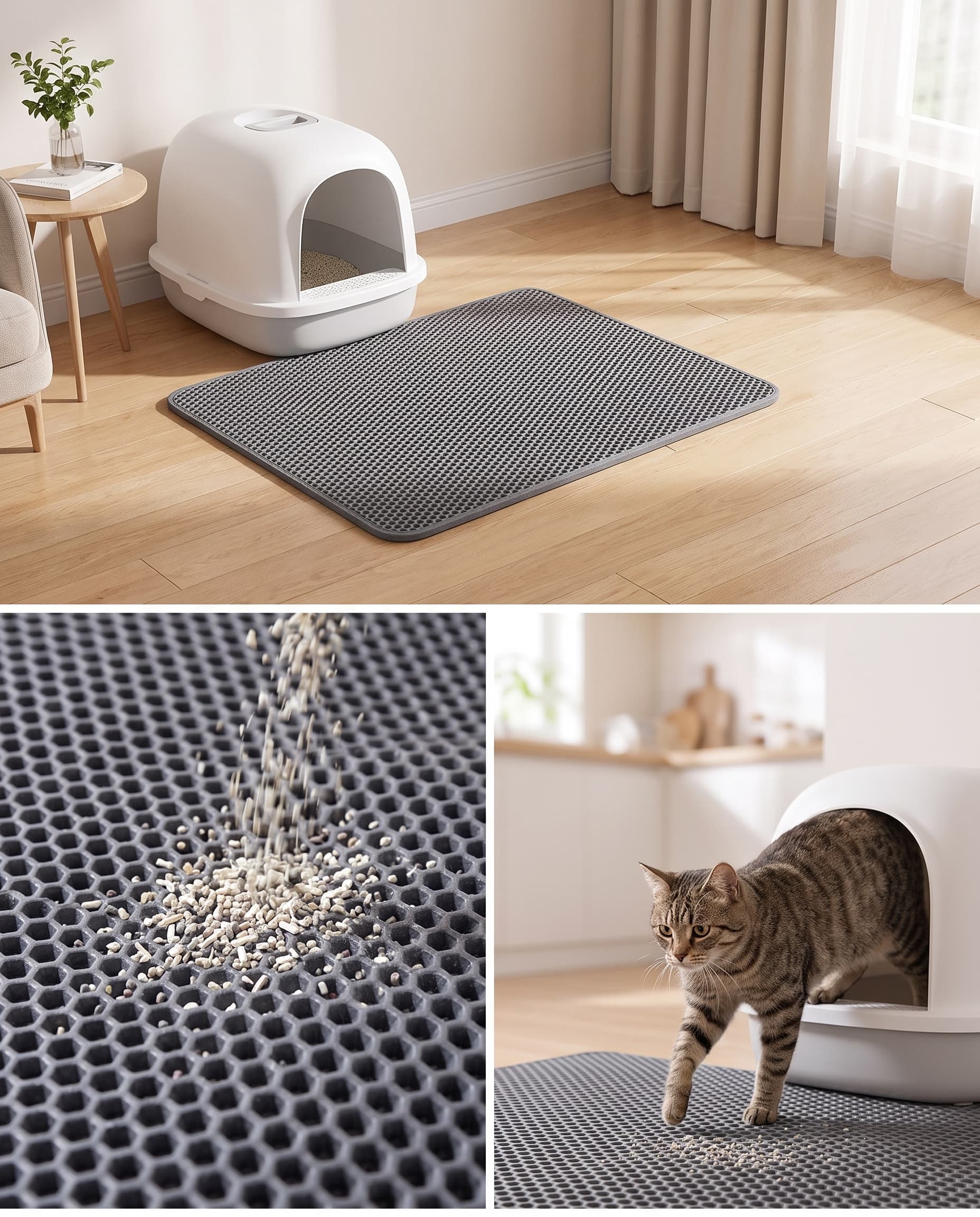 Große Katzenstreu-Matte, Wabenstruktur, rutschfest